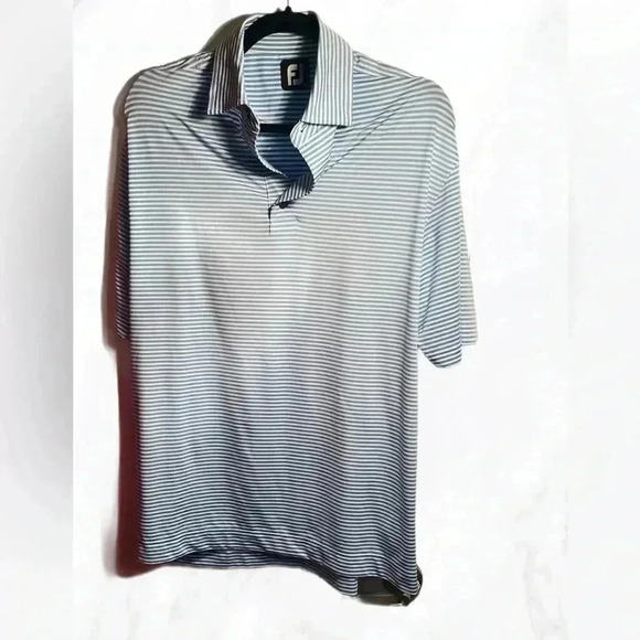 Footjoy blue stripe collar lightweight casual athletic short sleeve golf shirt M - Picture 2 of 6